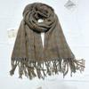 New Retro Plaid Scarf for Women Winter High End All Match Atmosphere Solid Color Imitation Cashmere Scarf Shawl
