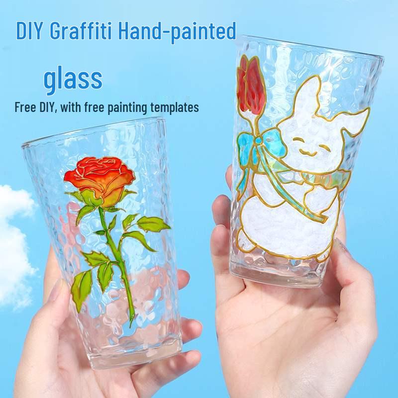 Goldrand strukturierte Glasbecher DIY Kinder Bastel Malset