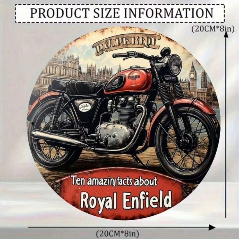 Metal Wall Art Retro Red Motorcycle British Building Vintage Tin Sign Home Decor