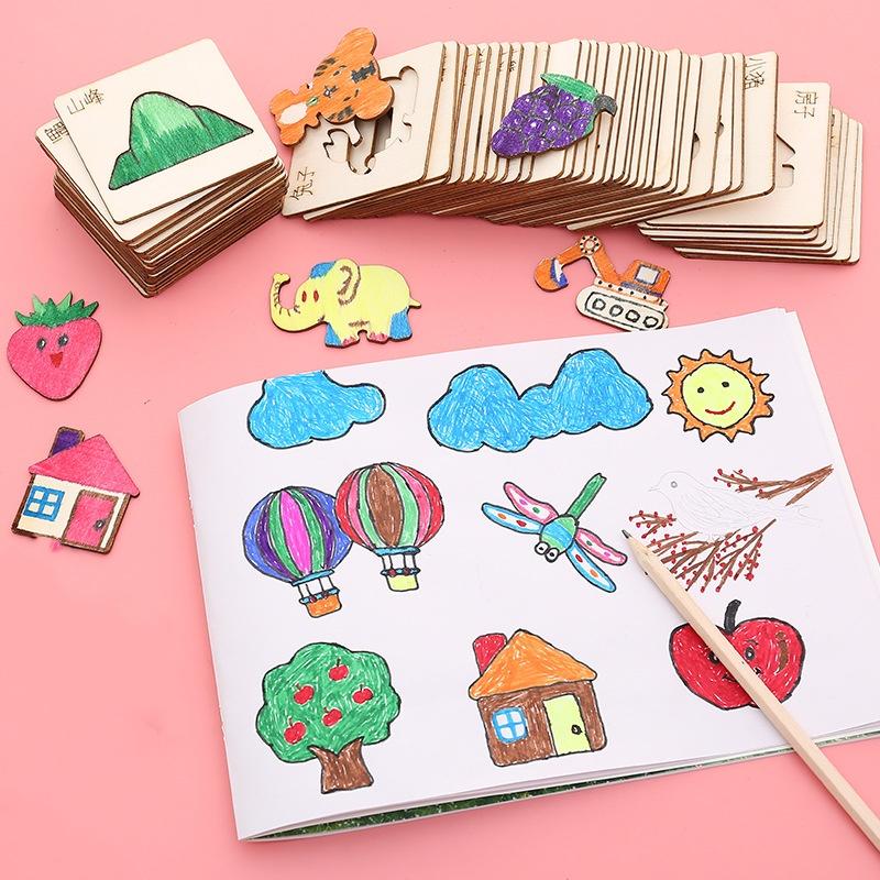 20Pcs Diy Drawing Tools Children'S Beginner Graffiti Drawing Templates Girls' Children'S Puzzle Toys Montessori Teaching Aids