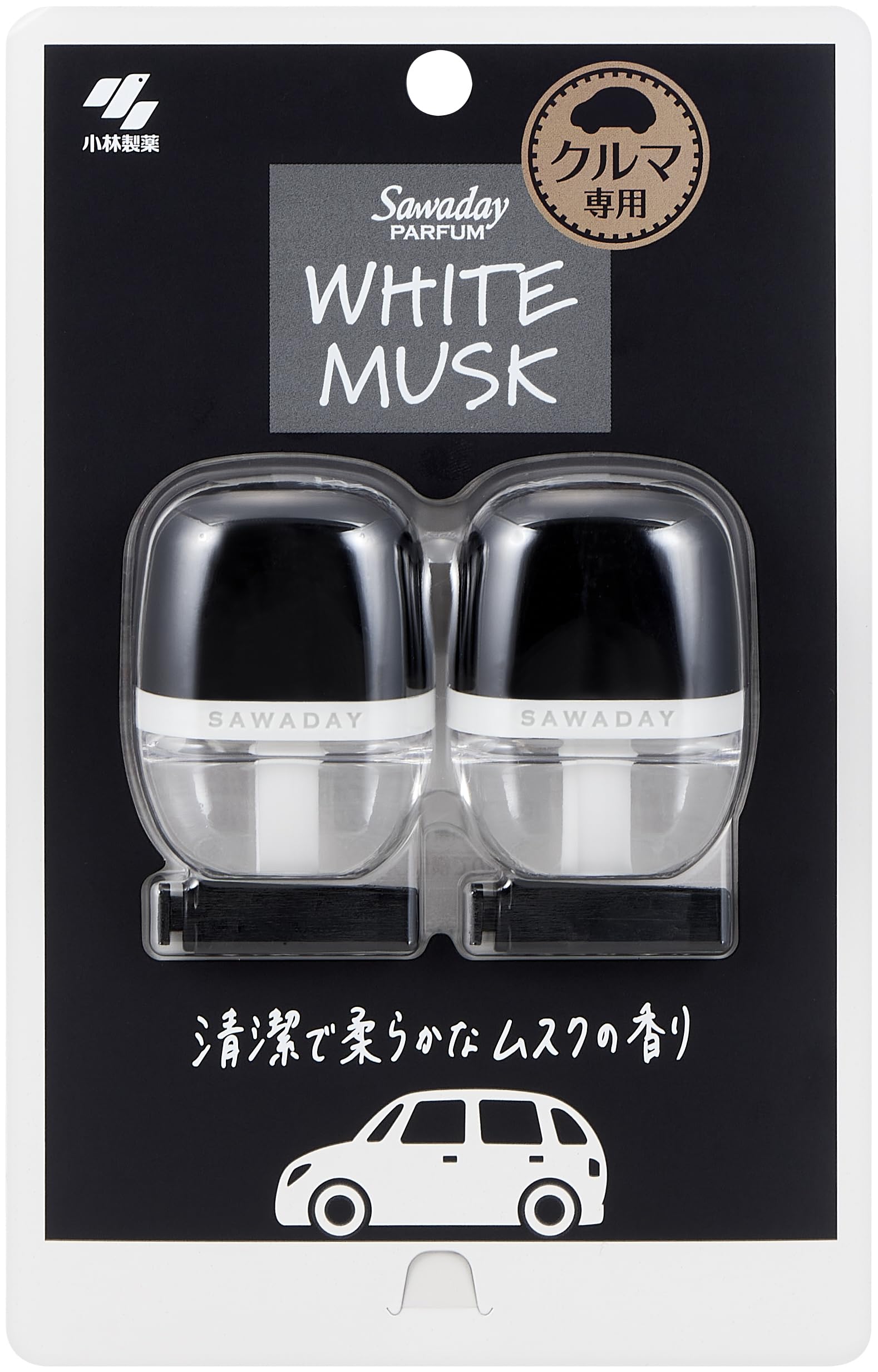 

Sawaday Car Perfume White Musk Air 6ml x Freshener, Clip-on Type, 2-Pack