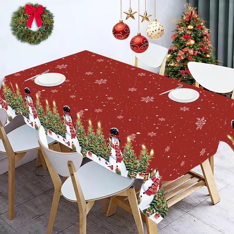 Christmas Tablecloth Snowman Table Cover Christmas Decorations for Home 2026 Navidad Noel New Year 2026 Gifts Dining Table Decor