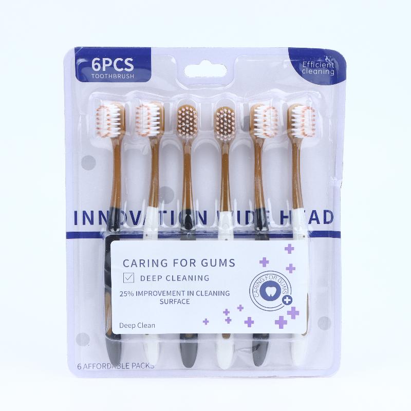 6Pcs Men'S And Women'S Manual Wide Head Soft Hair Toothbrush For Gentle Oral Cleaning For Adults Couples