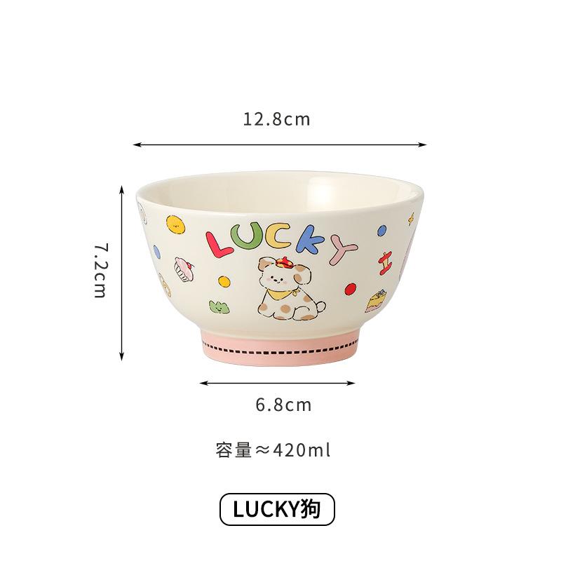 Cute Rice Bowl 2025 Tableware Household Bowl Gift Box Set Cartoon Dessert Bowl Souvenir Ceramic Rice Bowl