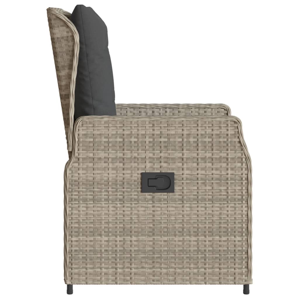 Garden Chair Set 2 pcs Adjustable Light Grey Poly Rattan