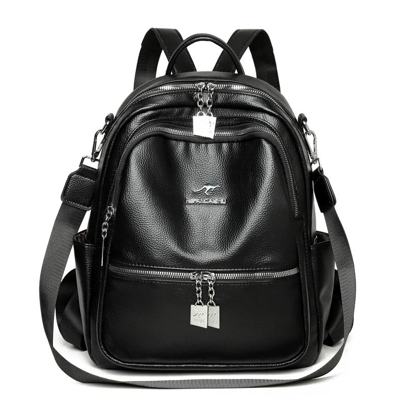 Women s PU Backpack Retro Large Capacity Travel Backpack Multi-function Shoulder Bag