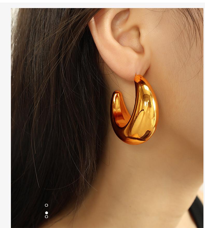 French Minimalist C-Shaped Crescent Earrings - Versatile, High-End Design for Women