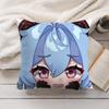 Ganyu Cute Genshin Impact Cushion Cover Silky Short Plush Invisible Zipper Dustproof Sofa Pillow Case For Home Decor