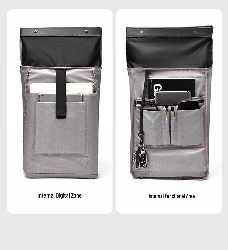 Men's Color-Blocked Roll-Top Backpack: Large Capacity & Multi-functional with Custom Logo Options