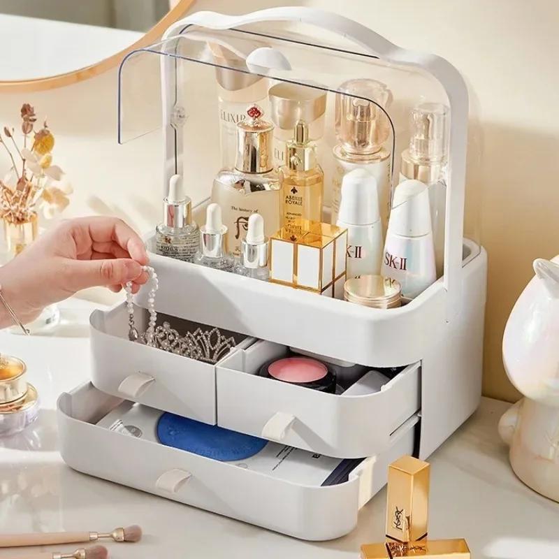 Makeup Organizer Box Transparent Desktop Drawer Storage Box Dust-proof Dressing Table Skincare Jewelry Storage Rack Containers