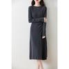 Women's Mid-length Slimming Wool Knitted Dress – Autumn & Winter Over-the-Knee Design