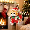 Christmas Tree Pendant Cat with Hanging Rope, 2D Flat Acrylic Ornament for Xmas Stocking Tags Decoration, Cute Holiday Decor, Party Supplies