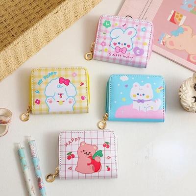 Student Mini Card Coin Purse Cartoon Zipper Kawaii Leather Women Coin Money Bags Fashion ID Business Credit Card Wallet