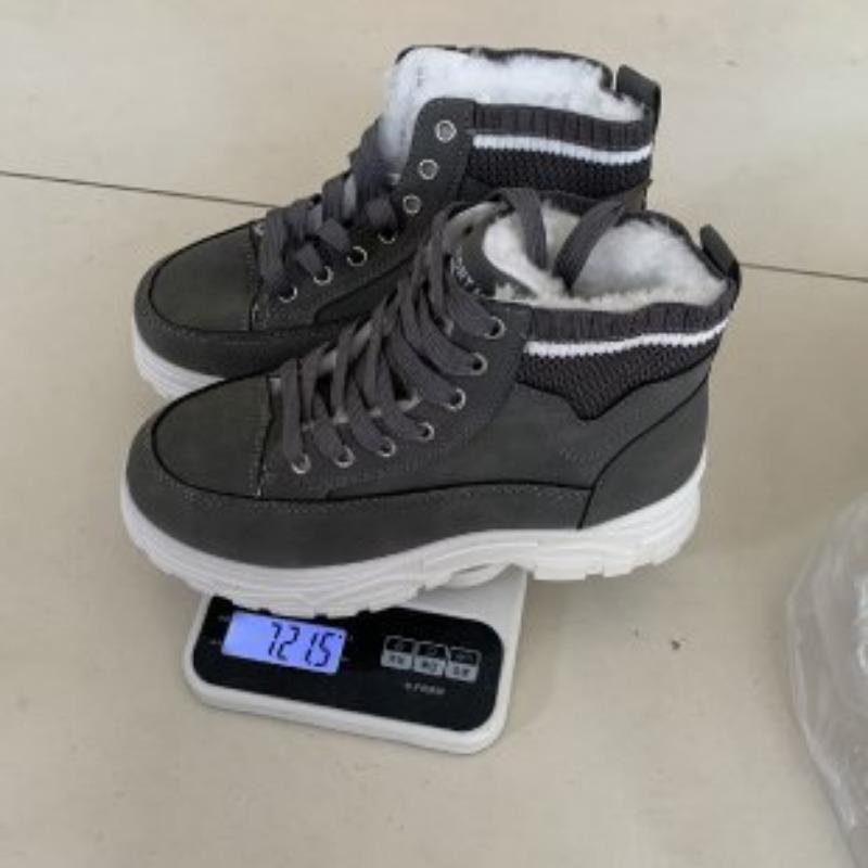 Women's Large Size Thick Sole Winter Warm Fur One Snow Boots Thickened Lined Ankle Boots Non-slip Hiking Sports Martin Boots