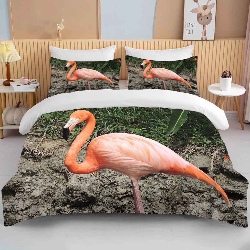 Flamingo cartoon cute bear kawaii Christmas gift king size double bed children's bedding microfiber or polyester duvet cover set