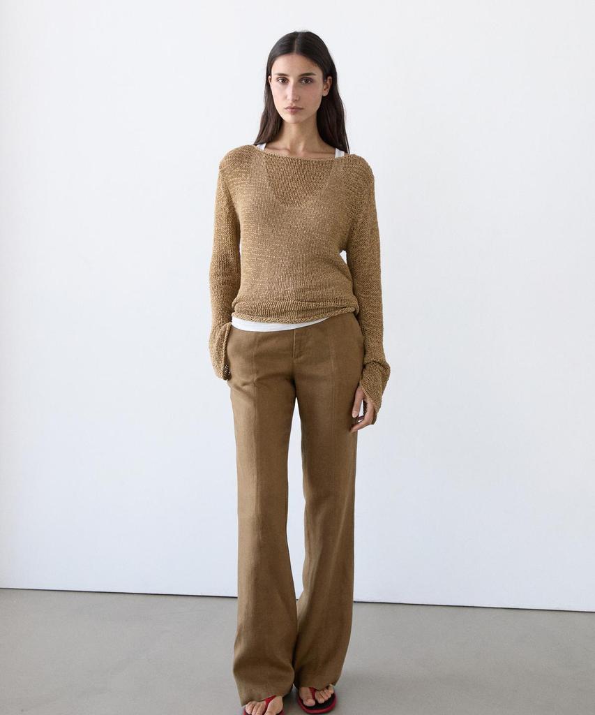 Masimodutti 100% Linen Kick Flare Fit Pants
