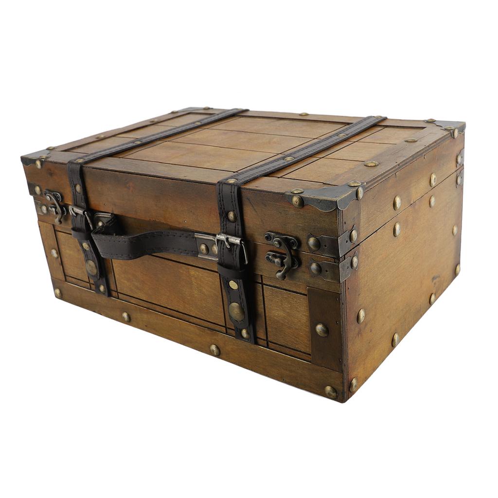 Retro Suitcase Synthetic Wood Vintage Elegant Decorative Storage Box Wooden Organizer Box 13.5x9.5x6.02in for Photo Props Gift
