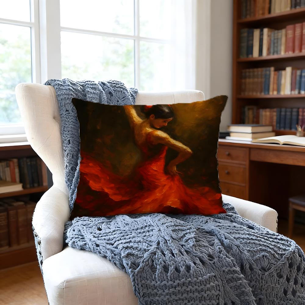 Flamenco Cushion Cover Anti-Dust Mite Short Plush Pillowcase - Invisible Zipper Silky Soft Sofa Cushion Cover