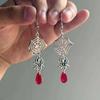 Jun'an Original Halloween Party Horror Spider Web Bat Dangle Earrings