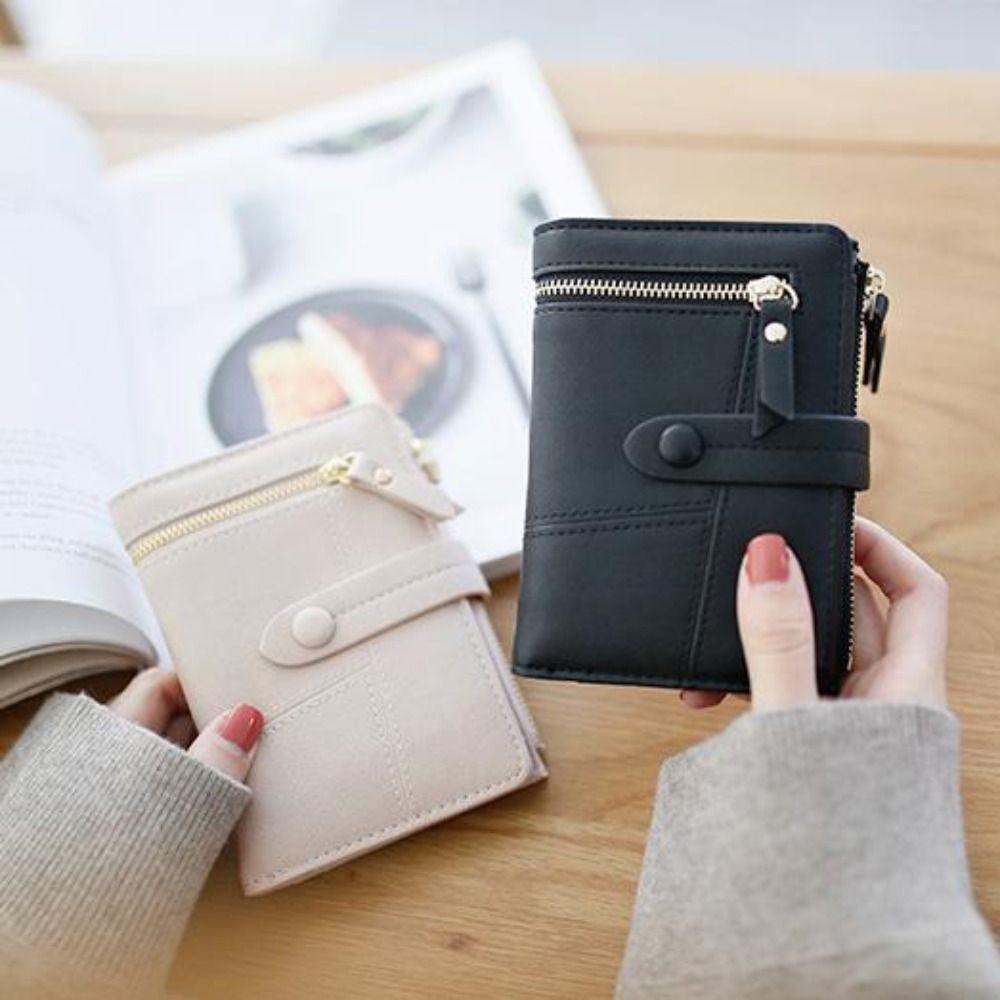 Multi-card Slot Women Card Bag Folding PU Leather Coin Purse Simple Short Women Wallets  Girl