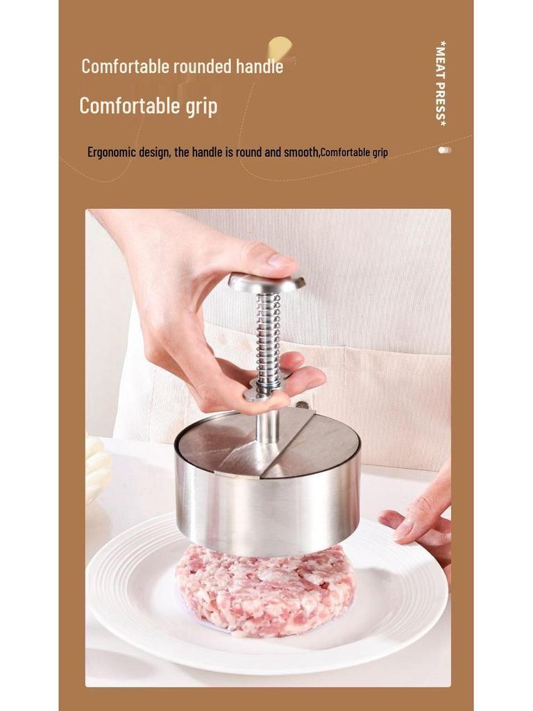 304 Stainless Steel Manual Hamburger Patty Press Mold for Kitchen