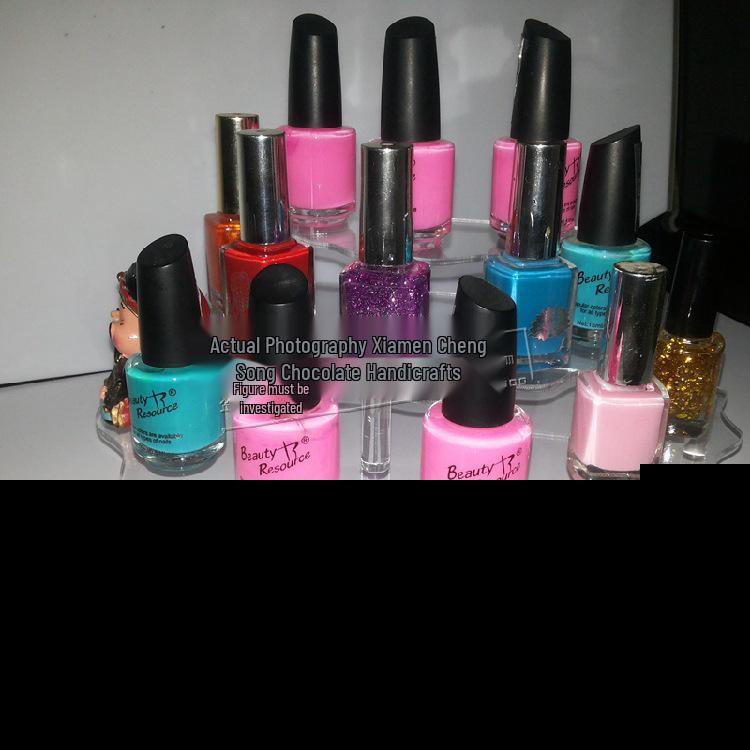Acrylic Three-Tier Fan-Shaped Transparent Display Stand for Nail Polish, Pop Mart, Gashapon, and Cosmetics