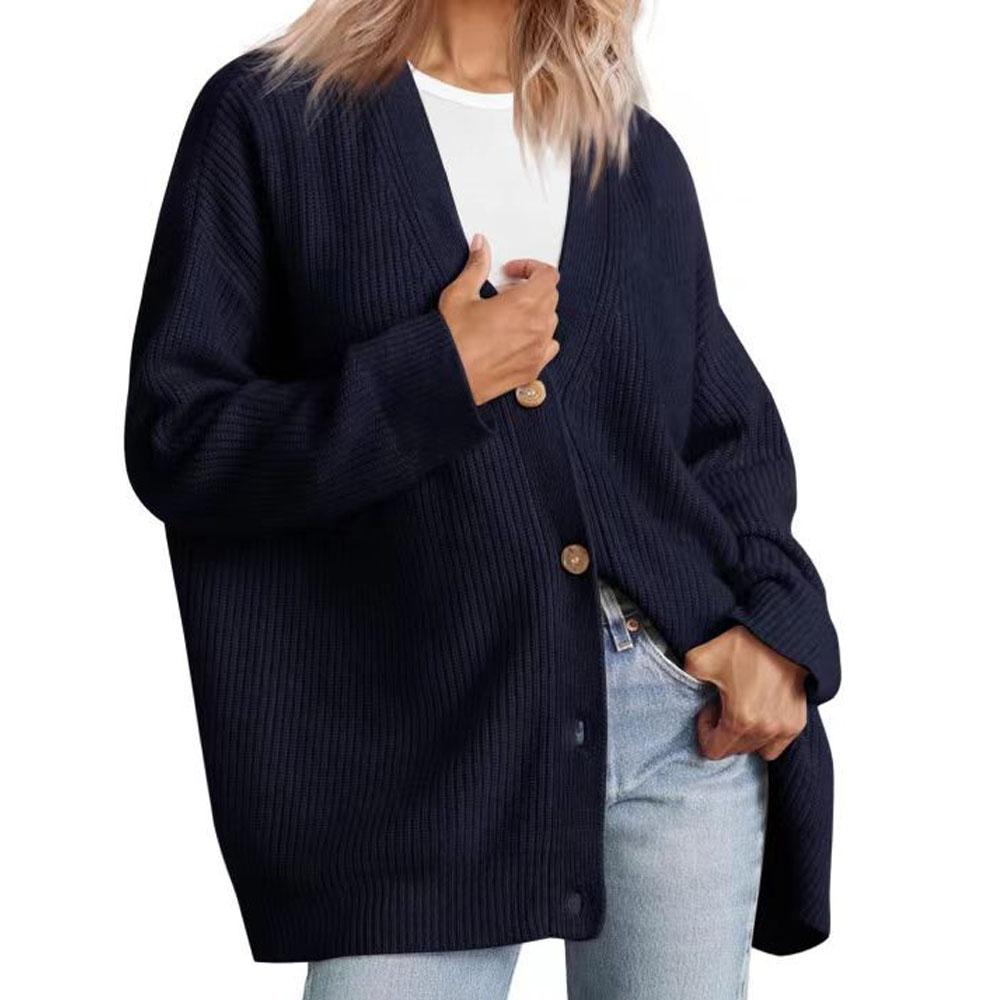 Simple Women's Knitted Cardigan Soft Comfortable V-neck Cardigan Clothes for Commute