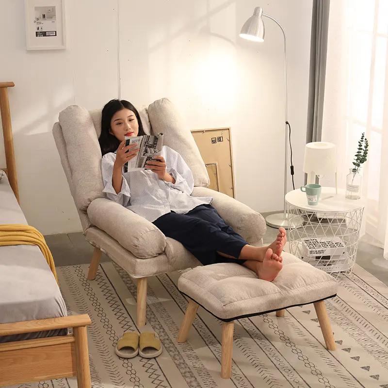 Lazy Single Small Sofa - Reclining Chair for Small Families, Balcony & Bedroom, Foldable Nordic Style, Modern Simple Seating
