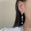 PONYKISS  Sterling Silver Pearl Chain Tassel Stud Earrings for Women Trendy Geometric Fine  Minimalist Accessories