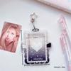 3 Inch Card Holder Colorful Angel Wings Clear Acrylic Card Sleeve with Keychain Display Kpop Photocard Holder Bag Pendant