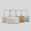 Borsa a Mano con Frange e Strass per Donna, Design di Nicchia, Borsa da Sera con Diamanti a Caldo, Borsa a Spalla/Crossbody con Manico Metallico a Cappuccio, Diamanti Scintillanti