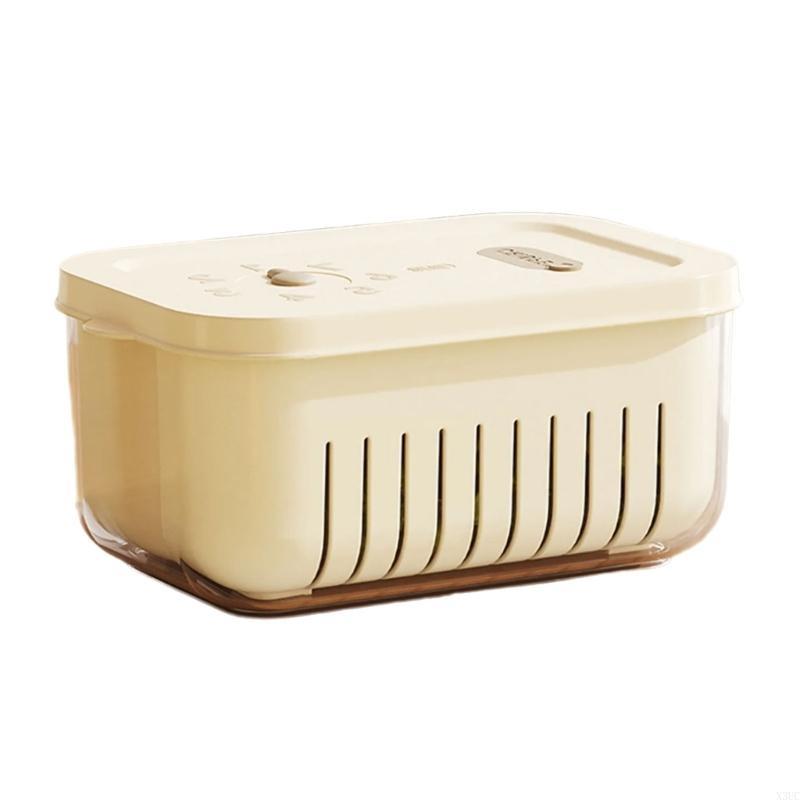 Innovative Timer Refrigerator Sealed Box for Organizing Fruits Vegetables Fridge with Drain Basket X3UC