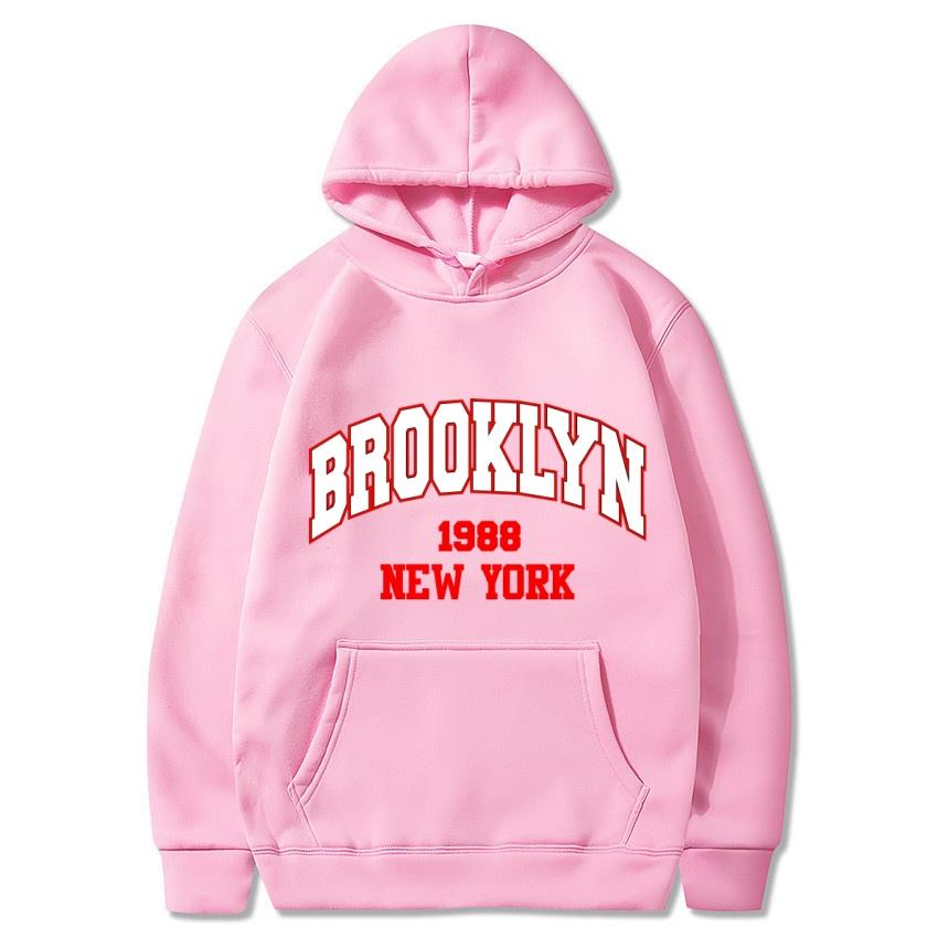 Autumn Winter Brooklyn1988 New York Printed Solid Color Hoodie Classic Coat Daily Casual Hoodie Street Sweatshirt Gift