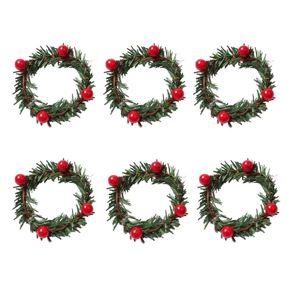 Red Berry Pine Needle Christmas Napkin Ring for Home & Hotel Decor