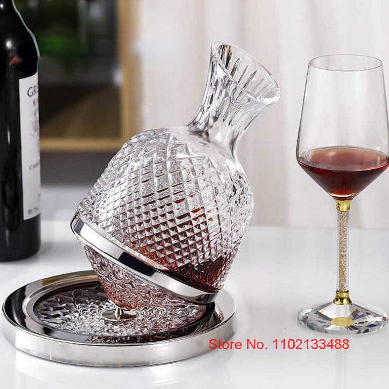 Decanter rotante in cristallo, bicchiere superiore creativo, distributore di vino rosso di alta qualità, brocca, barattolo, regalo, bar, festa, arredamento per la casa, vetreria artistica
