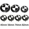 Car Black White BMW Logo Front Hood Emblem 82mm Rear Badge 74mm Wheel Hub Cap 56mm Steering Wheel Sticker 45mm Accessories