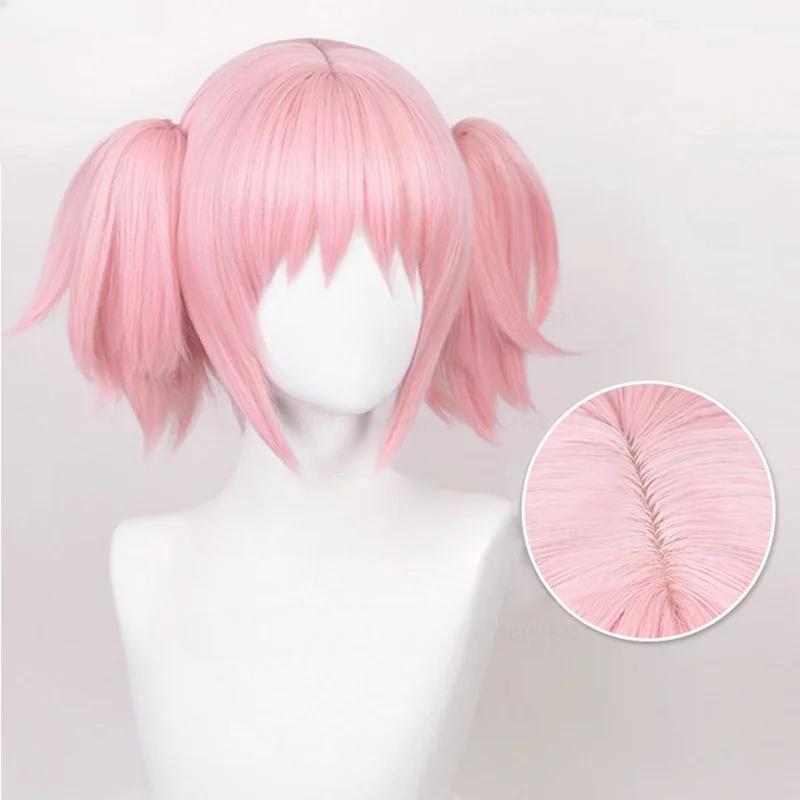 Anime Madoka Kaname Cosplay Synthetik-Perücke Hohe Qualität Rosa Kurze Clip-Pferdeschwänze Hitzebeständiges Haar Party Anime Cosplay-Perücken
