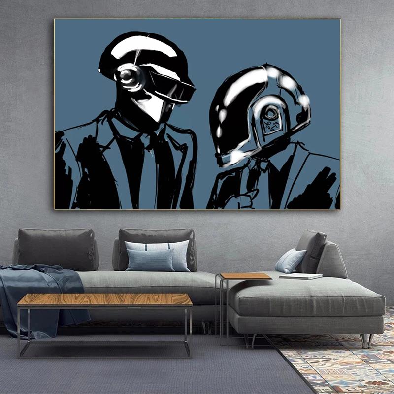 Daft Punk Music Singer Star Canvas Poster Alternative Abstract Art Painting Funny Wall Pictures Print for Cafes Bar Home Decor