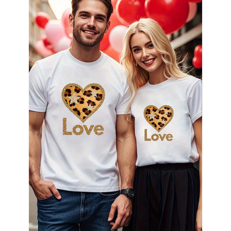 1PCS Valentine s Day Couple Casual Tee Comfortable All-day Wear XXL белый