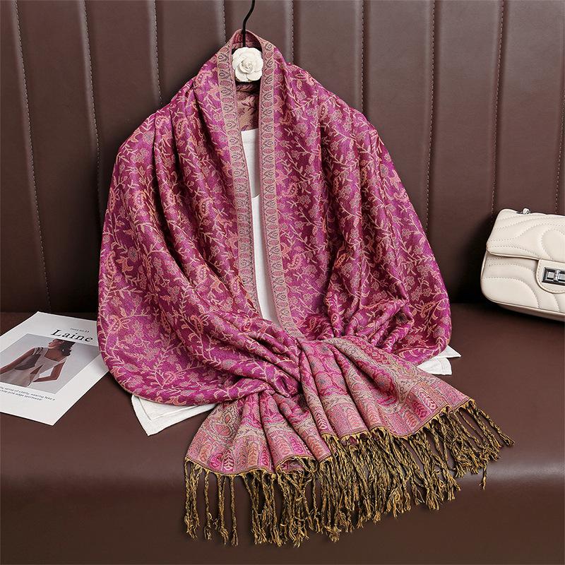 Spring And Autumn Atmosphere Imitation Cashmere Versatile Women'S Scarf Comfortable Shawl Temperament Cashew Jacquard Shawl