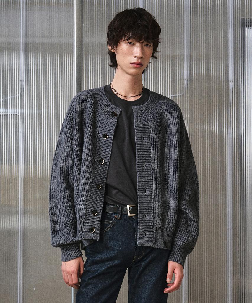 Lmood New Prep Wool Crew Neck Cardigan ( 2 Colors )