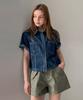 Baseukala Stitch Short Sleeve Denim Shirt (2Colors)