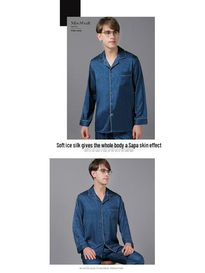 Men's Long Sleeve Silk Pajama Set - Spring & Autumn