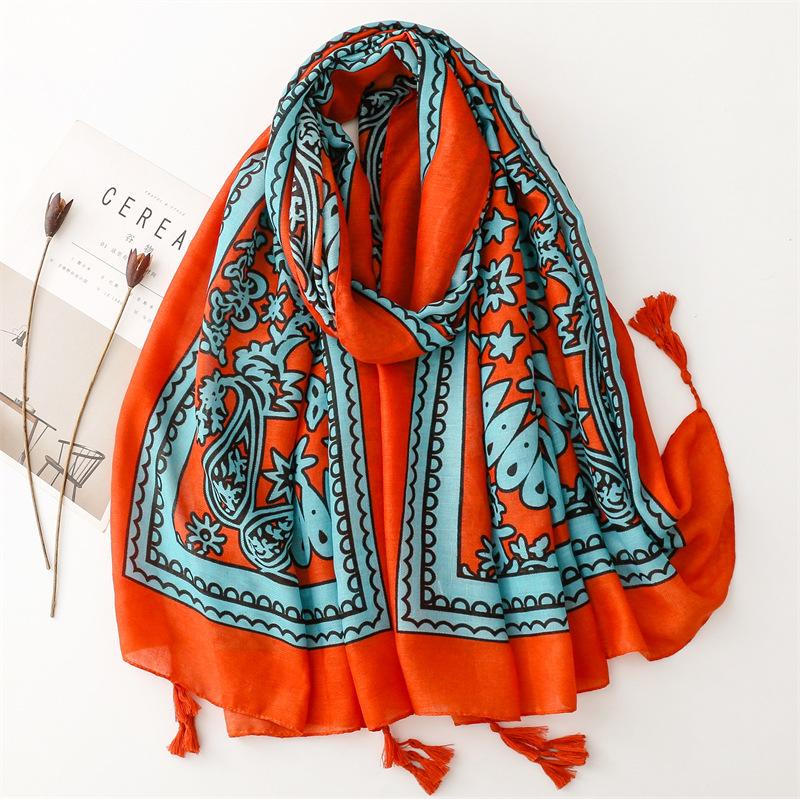 African Indian Ethnic Geometric Floral Tassel Viscose Shawl Scarf High Quality Wrap Headband Bufanda Muslim Hijab Sjaal 180*90Cm