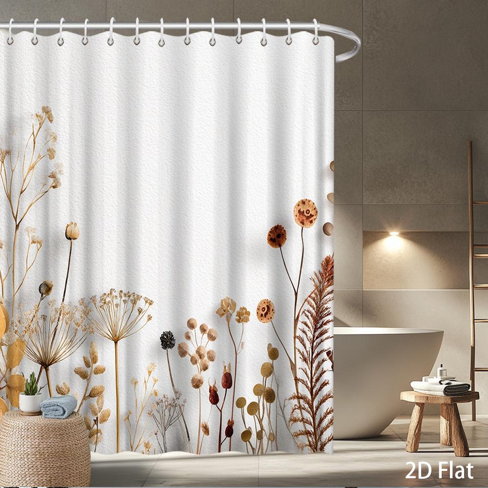 

Botanical Floral Shower Curtain – Vibrant Sunflowers, Blue Daisies & Pink Cosmos On White, Waterproof Polyester, W60H190(CM)-1 Pcs