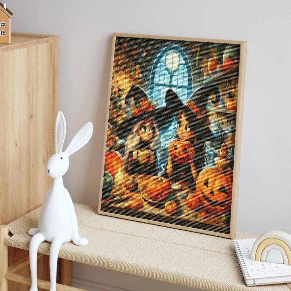 Halloween Diamond Painting Mosaic Art Kit Witch Pumpkin Handmade DIY Home Decoration