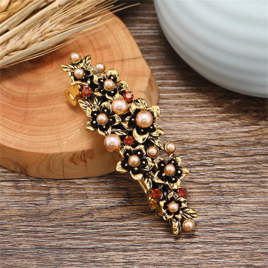 

Fashion Crystal metal Hair Clips Vintage Spring Hairpins Leaf Flowers Barrettes Elegant Women Headwear Luxury Hair Accessories