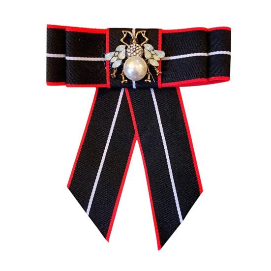 Men Neck Tie Plaid Pattern Faux Pearls Decor Bowknot Neck Tie Detachable Versatile Bowtie Outfit Accessories