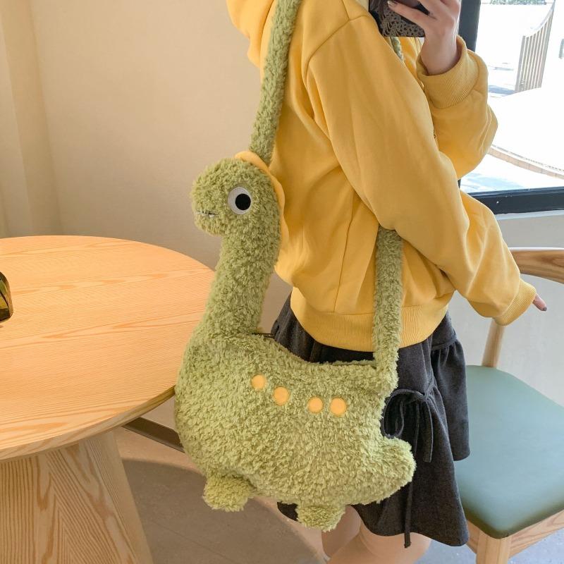 Cartoon dinosaur doll bag storage bag girl change bag shoulder messenger bag plush toy handbag