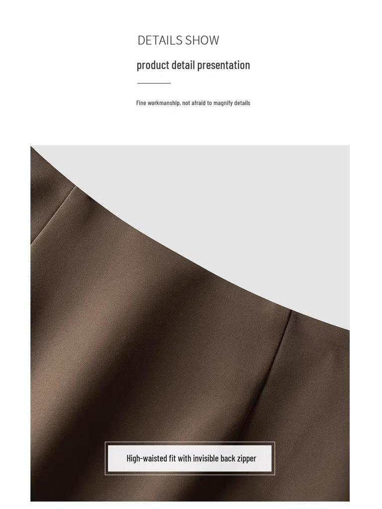 2025 Women's High Waist Slimming Midi Skirt - Spring/Autumn Bodycon with Slit